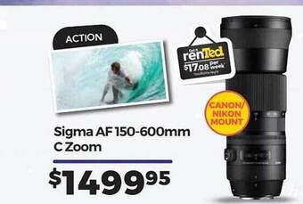 Teds Cameras Sigma Af 150-600mm C Zoom offer