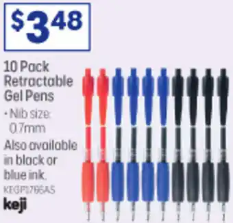 Officeworks 10 Pack Retractable Gel Pens offer