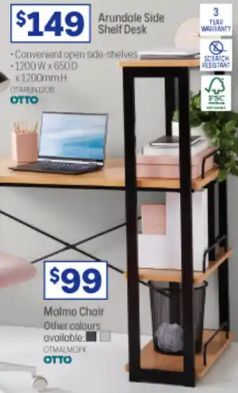 Officeworks Arundale Side Shelf Desk offer