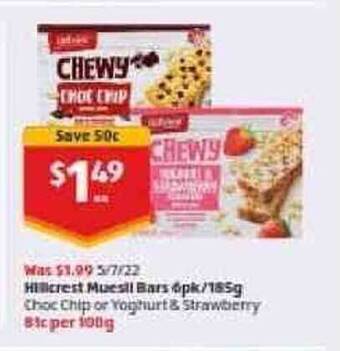 ALDI Hillcrest Muesli Bars offer