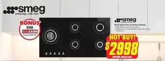 The Good Guys Smeg 90cm Classic Ggas On Glass Cooktop offer