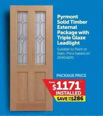 Doors Plus Pyrmont Solid Timber External Package With Triple Glaze Leadlight offer