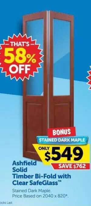 Doors Plus Ashfield Solid Timber Bi-fold With Clear Safeglass offer