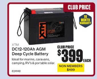 SuperCheap Auto Xtm Dc12-120Ah AGM Deep Cycle Battery offer