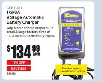 SuperCheap Auto Century 1-3-6A 9 Stage Automatic Battery Charger offer