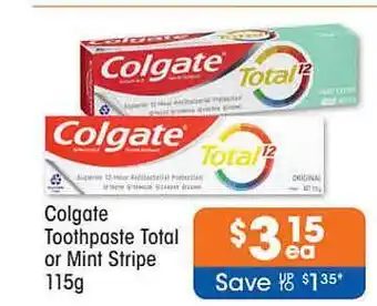Good Price Pharmacy Colgate Toothpaste Total Or Mint Stripe offer