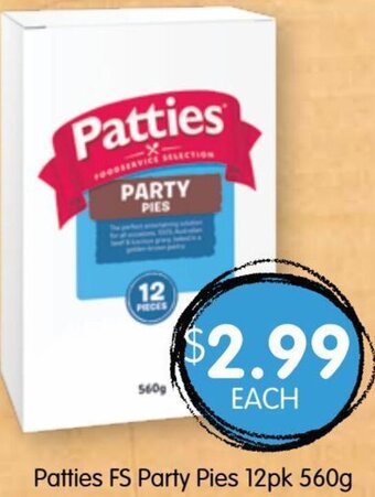 Spudshed Patties FS Party Pies 12pk 560g offer
