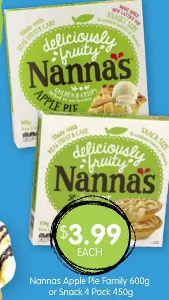 Spudshed Nannas Apple Pie Family 600g or Snack 4 Pack 450g offer