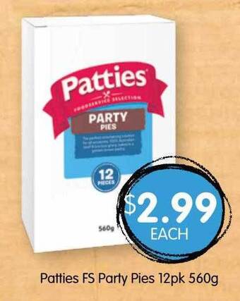 Spudshed Patties Fs Party Pies 12pk offer