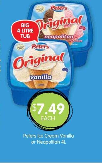 Spudshed Peters Ice Cream Vanilla Or Neapolitan offer