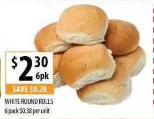 Supabarn White Round Rolls 6 Pack offer