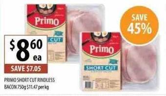 Supabarn Primo Short Cut Rindless Bacon offer