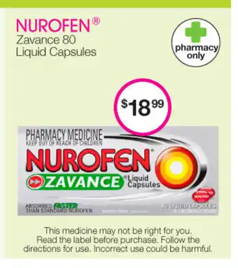 Priceline Nurofen Zavance 80 Liquid Capsules offer
