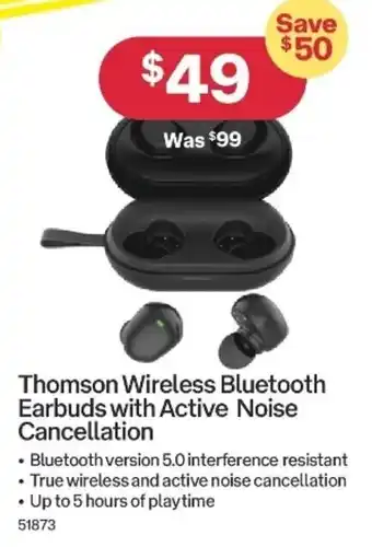 Australia Post Thomson Wireless Bluetooth Earbuds with Active Noise Cancellation offer