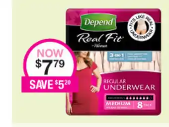 Priceline Depend Real Fit Women Regular Underwear 8 Pack offer