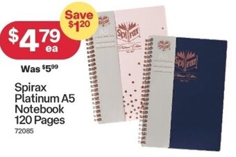 Australia Post Spirax Platinum A5 Notebook 120 Pages offer