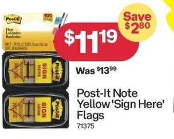 Australia Post Post-It Note Yellow 'Sign Here' Flags offer