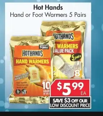 Hot Hands Hand or Foot Warmers 5 Pairs