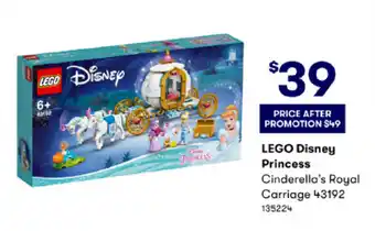 BIG W Lego Disney Princess Cinderella's Royal Carriage 43192 offer