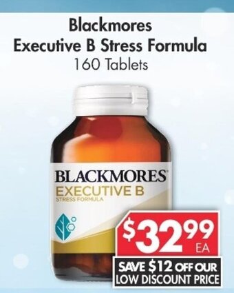 Pharmacy4Less Blackmores Executive B Stress Formula 160 Tablets offer