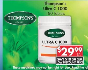 Pharmacy4Less Thompson's Ultra C 1000 180 Tablets offer