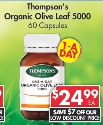 Pharmacy4Less Thompson's Organic Olive Leaf 5000 60 Capsules offer