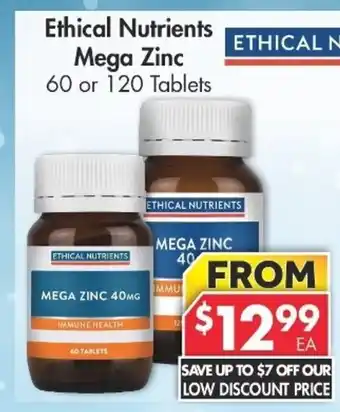 Pharmacy4Less Ethical Nutrients Mega Zinc 60 or 120 Tablets offer