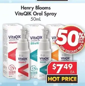 Pharmacy4Less Henry Blooms VitaQIK Oral Spray 50mL offer
