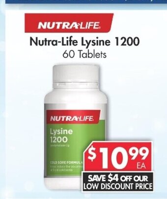 Pharmacy4Less Nutra-life Lysine 1200 60 Tablets offer