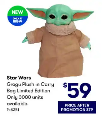 BIG W Star Wars Grogu Plush in Carry Bag Limited Edition Only 3000 Units Available offer