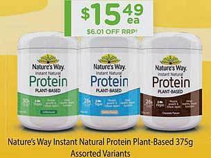 Chemist Warehouse Nature's Way Instant Natural Protein Plant-based Assorted Variants offer