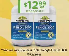 Chemist Warehouse **nature's Way Odourless Triple Strength Fish Oil 70 Capsules offer
