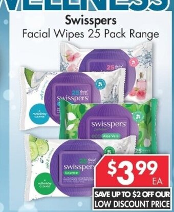 Pharmacy4Less Swisspers Facial Wipes 25 Pack Range offer