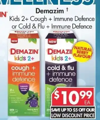 Pharmacy4Less Demazim Kids 2+ Cough + Immune Defense or Cold & Flu + Immune Defense offer