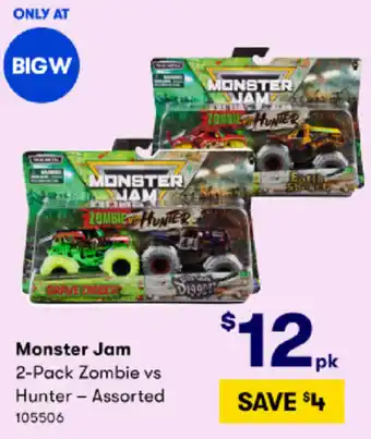 BIG W Monster Jam 2-Pack Zombie vs Hunter-Assorted offer