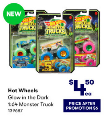 BIG W Hot Wheels Glow in the Dark 1:64 Monster Truck offer