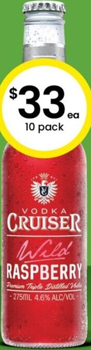 The Bottle O Vodka Cruiser 4.6% Premix Range Bottles 275ml offer