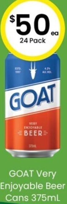 The Bottle O Goat Very Enjoyable Beer Cans 375ml offer