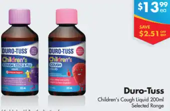 Chempro Duro-Tuss Children's Cough Liquid 200ml Selected Range offer