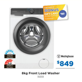 Betta WESTINGHOUSE 8kg front load washer offer