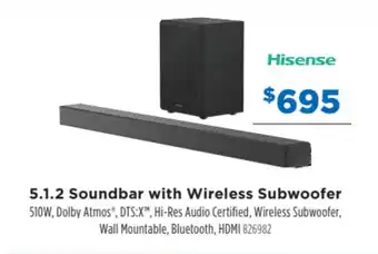 Betta HISENSE 5.1.2 soundbar with wireless subwoofer offer