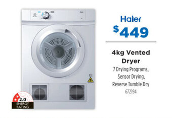 Betta HAIER 4kg vented dryer offer