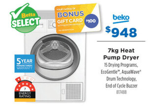 Betta BEKO 7kg heat pump dryer offer