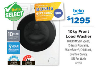 Betta BEKO 10kg front load washer offer