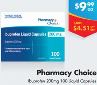 Pharmacy Choice Ibuprofen 200mg 100 Liquid Capsules