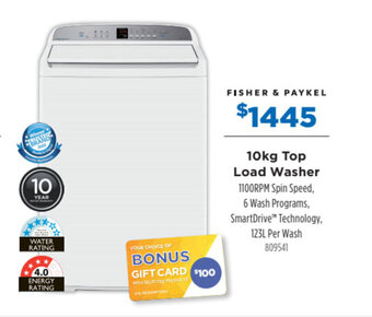 Betta FISHER & PAYKEL 10kg top load washer offer