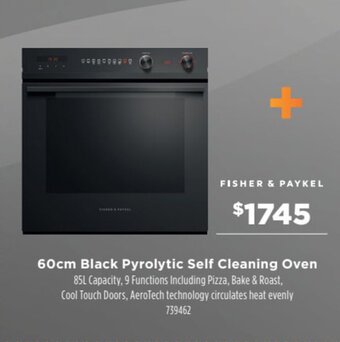 Betta FISHER & PAYKEL 60cm black pyrolytic self cleaning oven offer