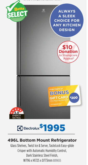Betta ELECTROLUX 496L bottom mount refrigerator offer