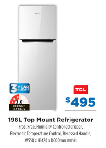 Betta TCL 198L top mount refrigerator offer