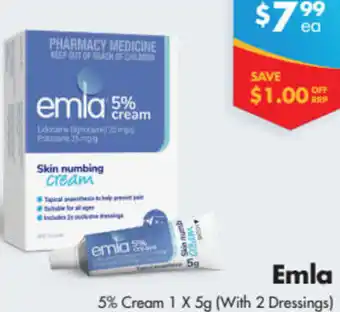 Emla 5% Cream 1 x 5g (With 2 Dressings)